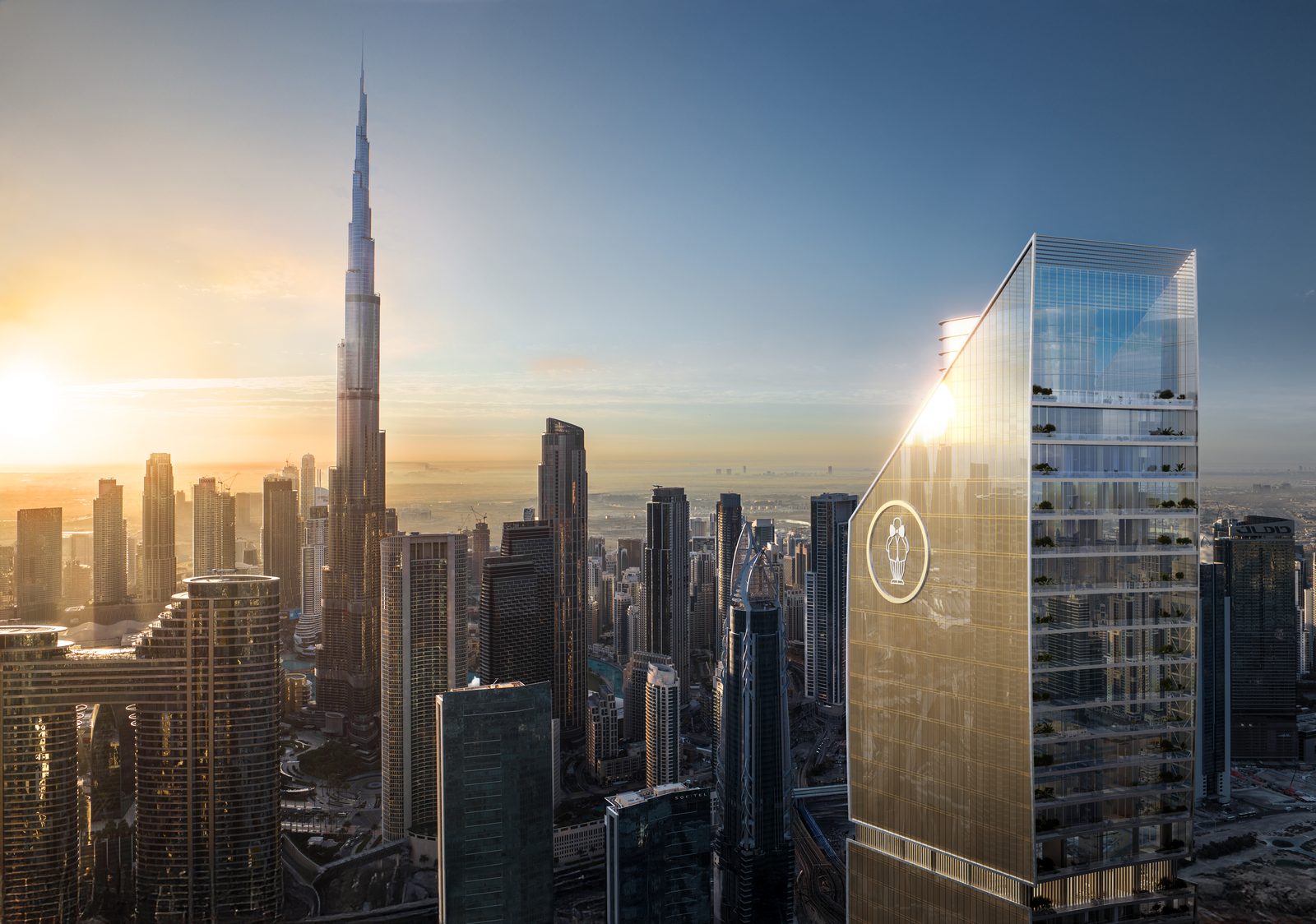 Artist's impression of Mr. C Residences Downtown at sunrise